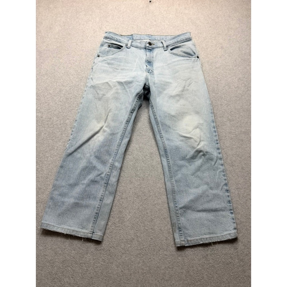 Wrangler Mens Light Wash Straight Leg Denim Jeans Blue Size 33X30 Vintage Style